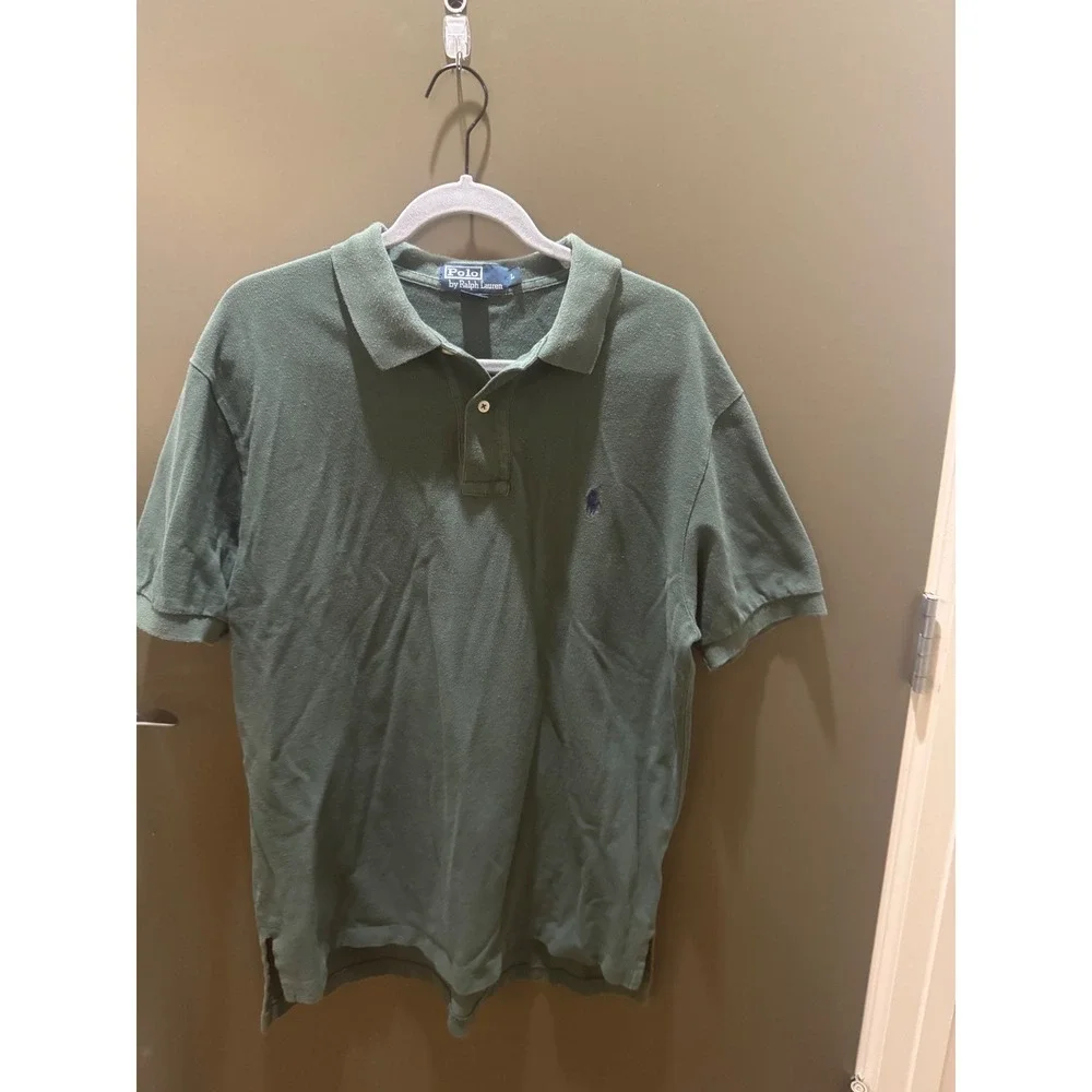 Polo Ralph Lauren Mens Green Short Sleeve Pique Cotton Polo Shirt Large L